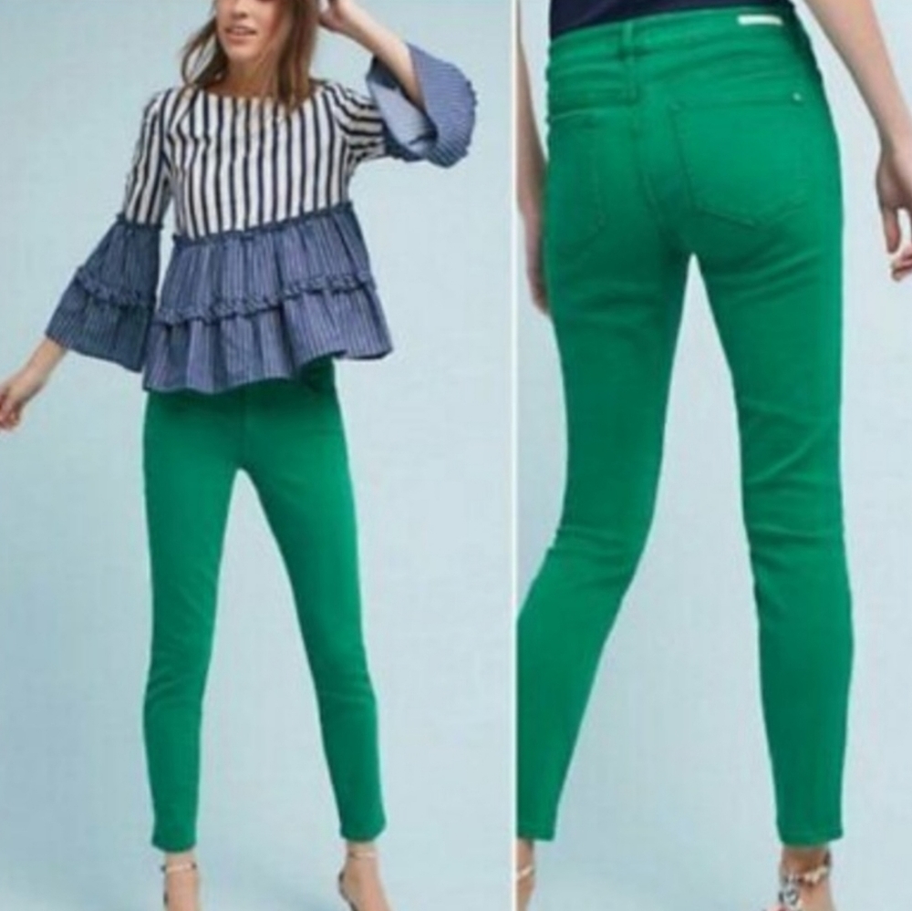 Anthropologie Pilcro And The Letterpress Green Mid Rise Skinny Jeans 29